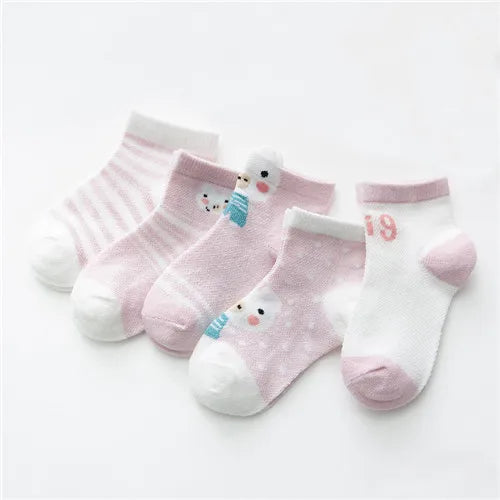 5 Pairs 0-24M Baby & Toddler Cute Casual Ankle Socks