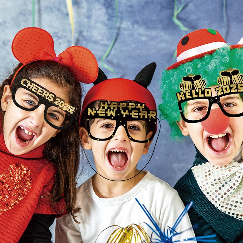 6Pcs 2025 Happy New Year Paper Glasses 2025