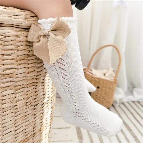 0-7T Girls Bow Knee High Socks