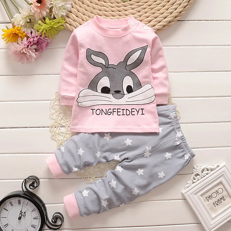 Cotton Baby Girl Unisex Sleepwear Suits  Newborn 2pcs Kids Clothes Set Toddler Kids Clothes Pajamas