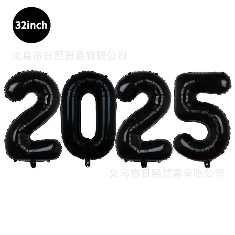 2025 Happy New Year Foil Balloons in Various Colors & Options