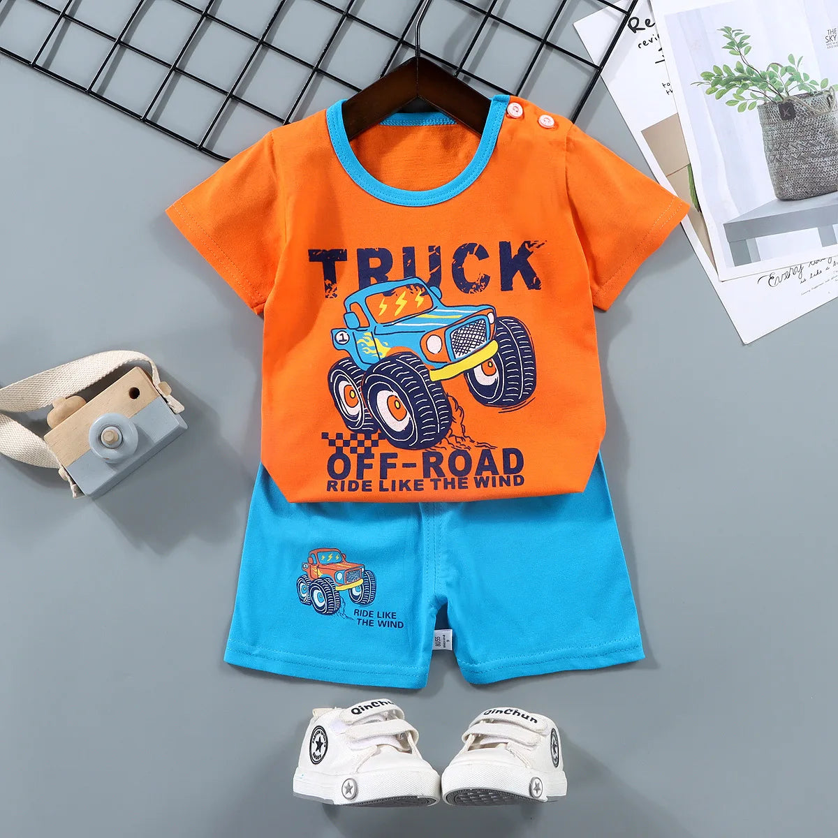 Fashion Kids Clothes Boys Girls Sets Top Shorts 2PCS 100% Cotton Soft Childrens Baby Clothes T-shirt Shorts Toddler Suit