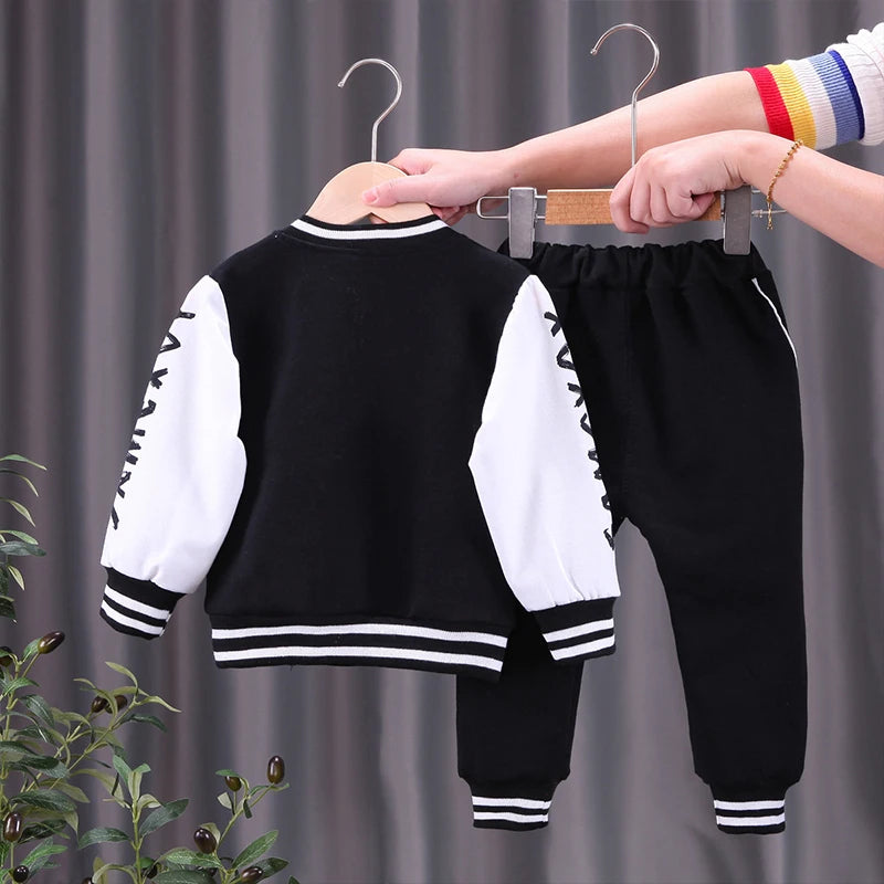 1-5 Years 2PCS Unisex Children’s Clothing Set Varsity Jacket and Jogger Pants