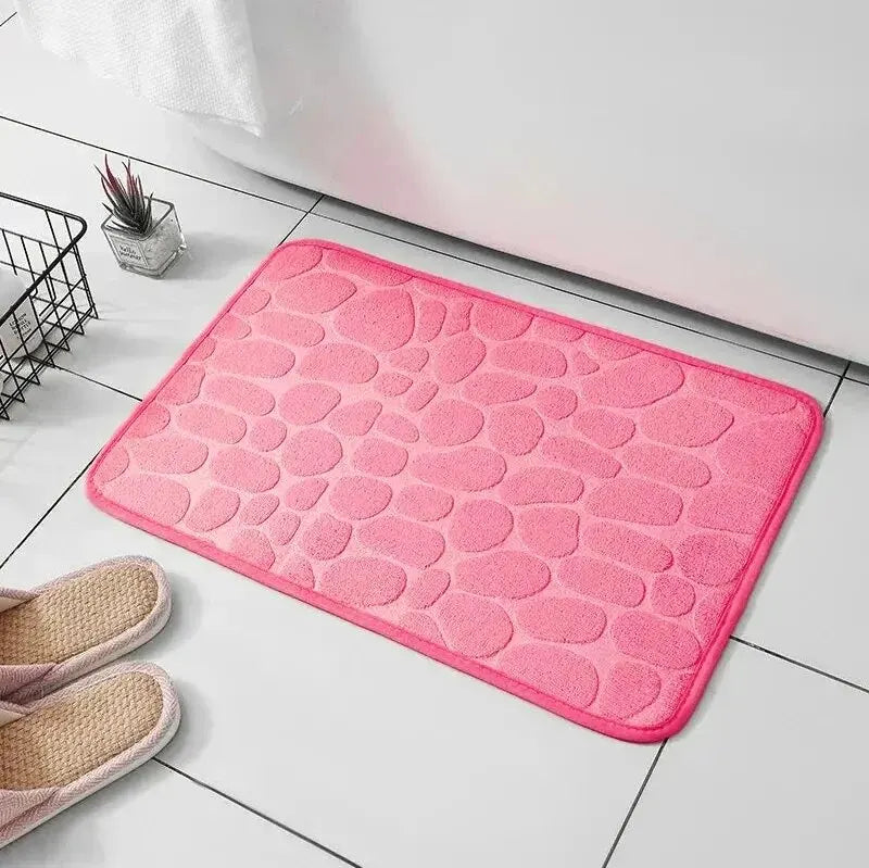 1Pc Absorbent Memory Foam Embossed Velvet Non-Slip Floor Mat