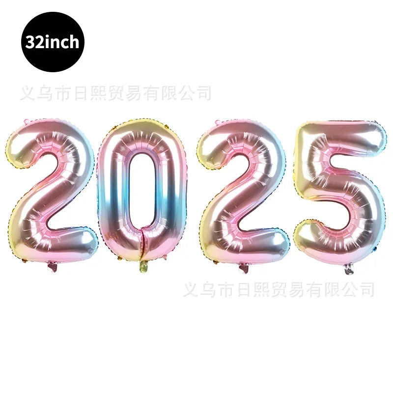 2025 Happy New Year Foil Balloons in Various Colors & Options