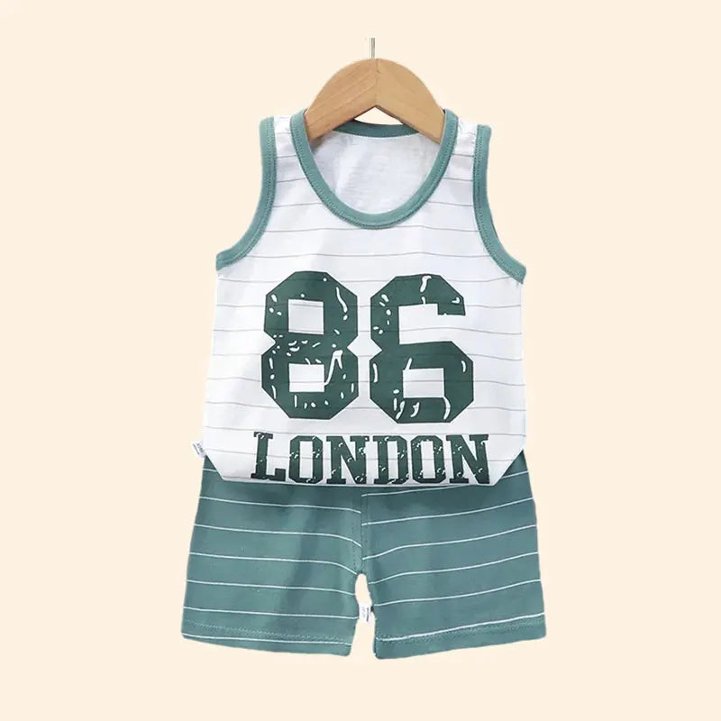 Children Sets Kids Clothes Boys Girls Vest Suit Children's Clothing baby Cotton T-Shirts Shorts Tank Top Sleeveless