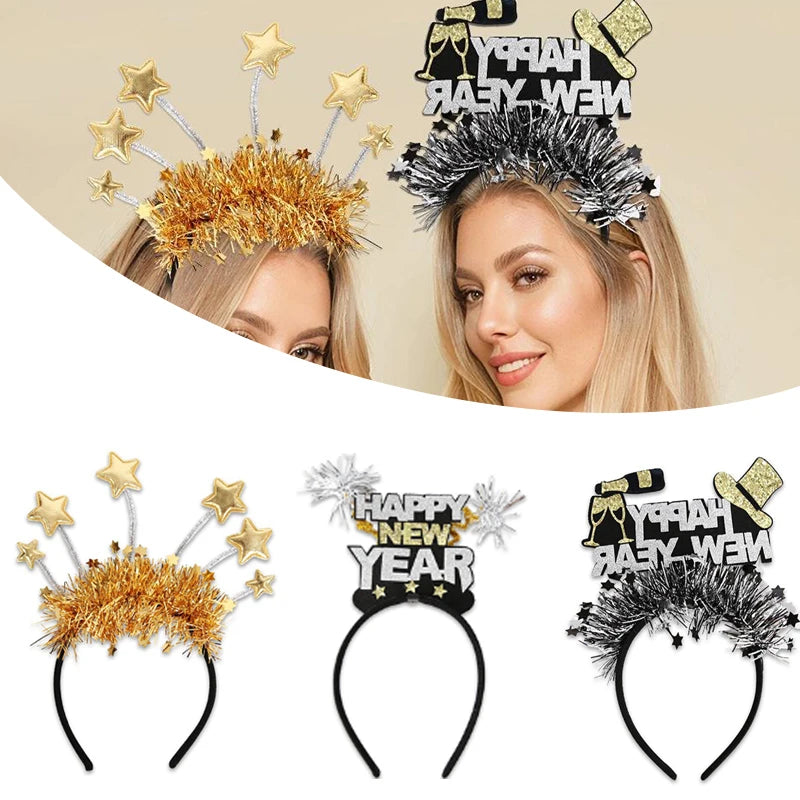 1Pc 2025 Happy New Year Headband in Various Styles