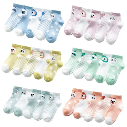 5 Pairs 0-24M Baby & Toddler Cute Casual Ankle Socks