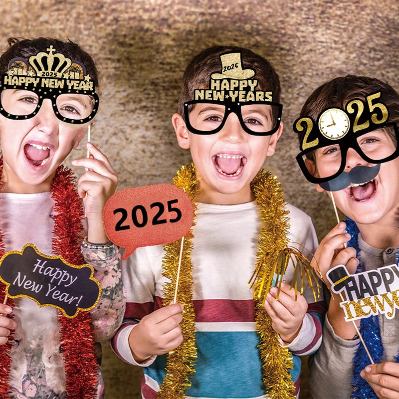 6Pcs 2025 Happy New Year Paper Glasses 2025