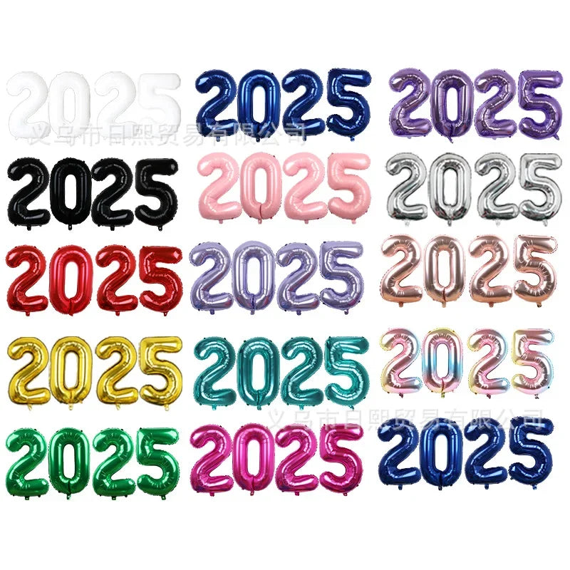 2025 Happy New Year Foil Balloons in Various Colors & Options