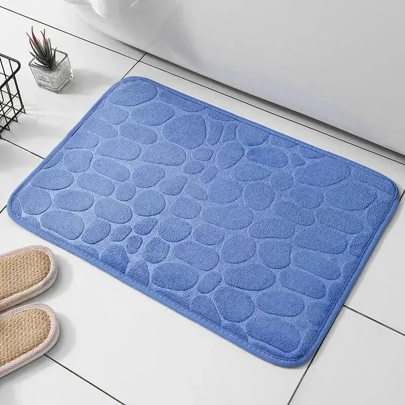 1Pc Absorbent Memory Foam Embossed Velvet Non-Slip Floor Mat