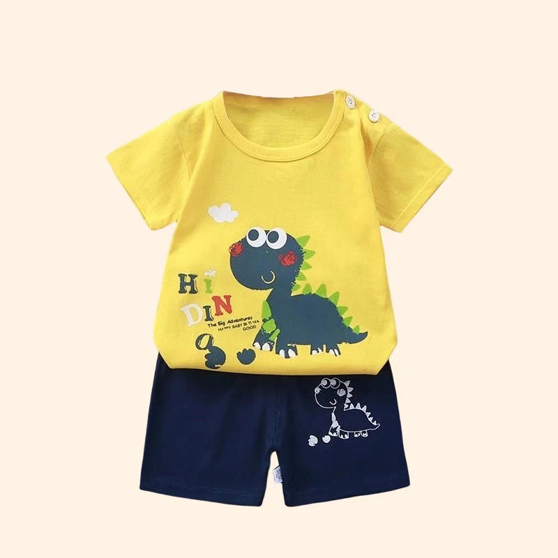 Fashion Kids Clothes Boys Girls Sets Top Shorts 2PCS 100% Cotton Soft Childrens Baby Clothes T-shirt Shorts Toddler Suit