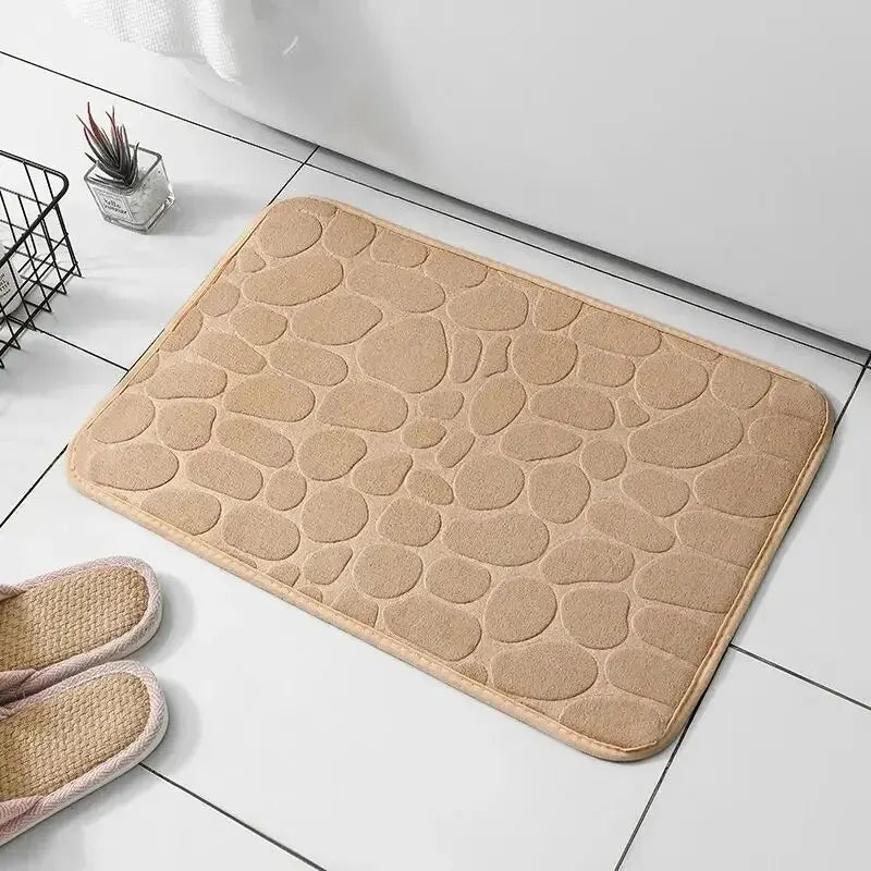 1Pc Absorbent Memory Foam Embossed Velvet Non-Slip Floor Mat