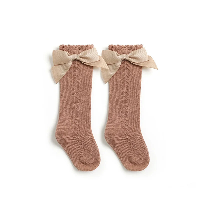 0-7T Girls Bow Knee High Socks