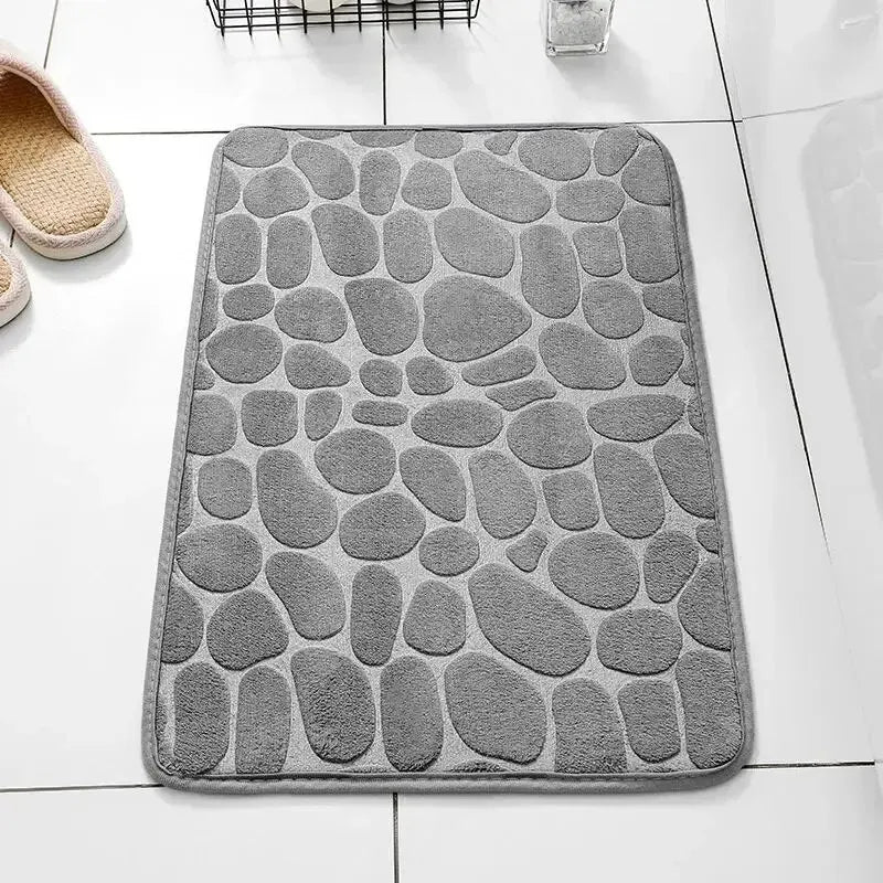 1Pc Absorbent Memory Foam Embossed Velvet Non-Slip Floor Mat