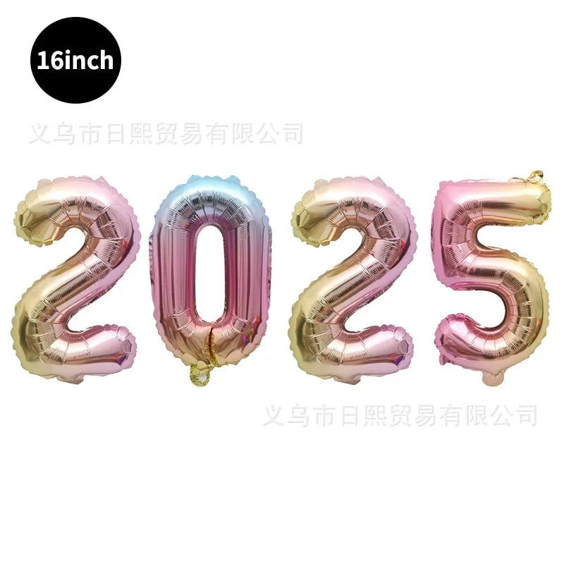 2025 Happy New Year Foil Balloons in Various Colors & Options