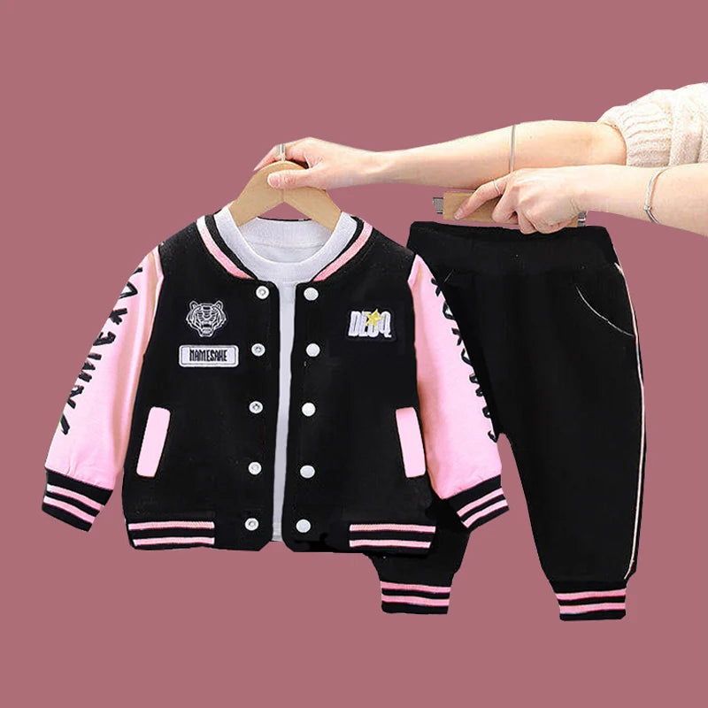 1-5 Years 2PCS Unisex Children’s Clothing Set Varsity Jacket and Jogger Pants